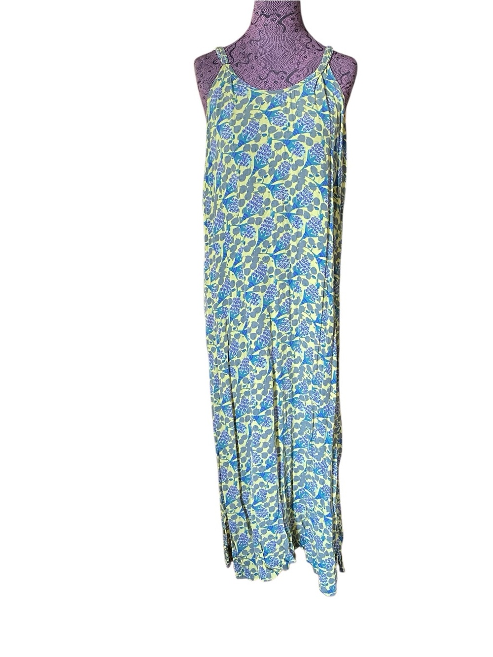Flax Blue and Lime Floral Slip Dress